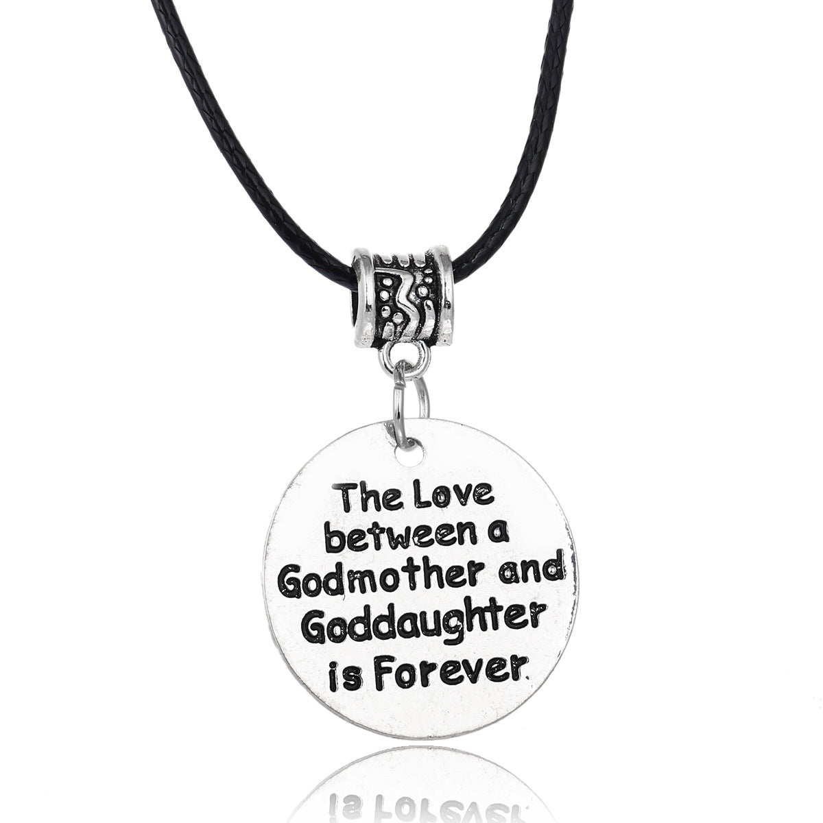 Wholesale Gothic Home Warmth Series English Engraved Pendant Leather Rope Necklace